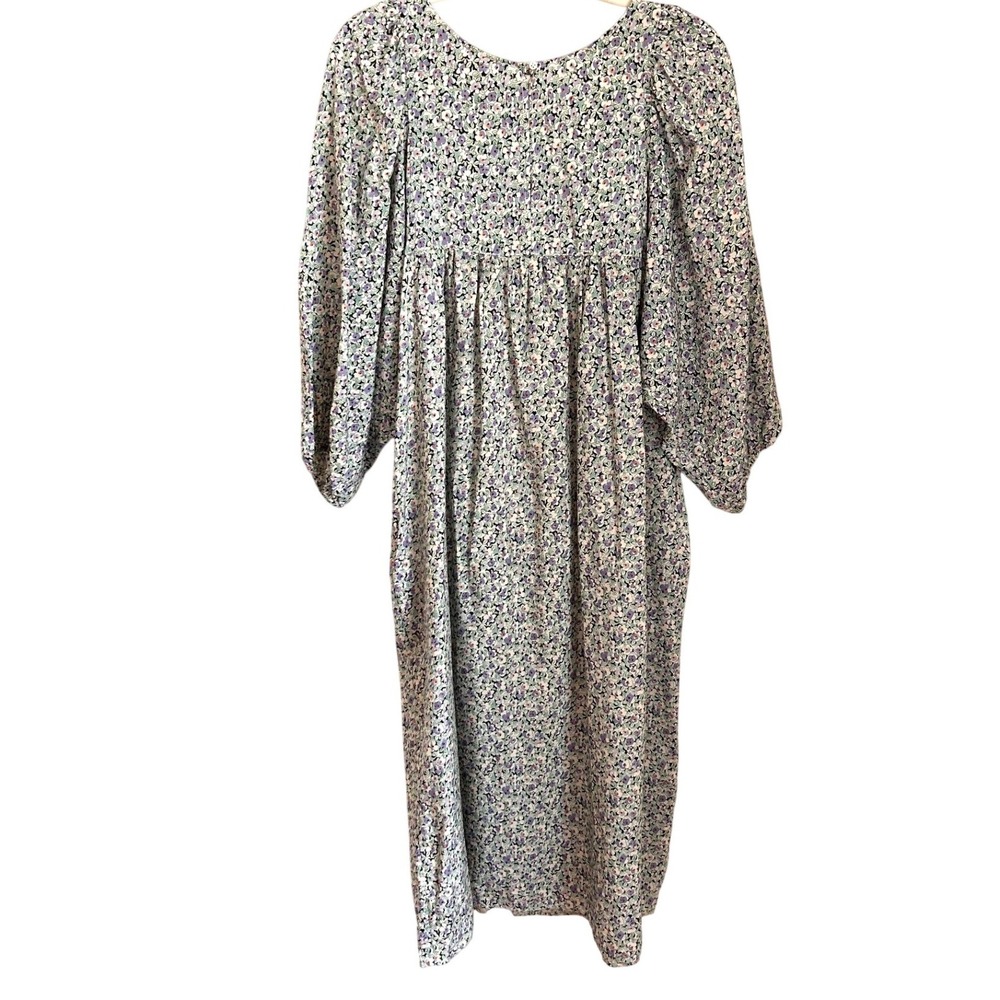 Arket Ditsy Floral‎ Empire Waist Balloon Sleeve Midi Dress Size 6 Cottagecore